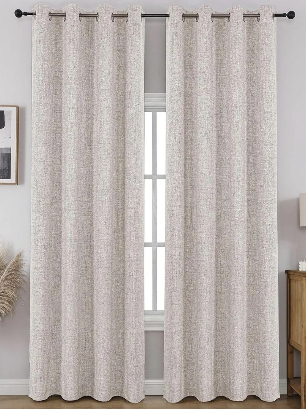 CUCRAF 100% Blackout Window Curtains 84 inches Long 2 Panels Set, Faux Linen